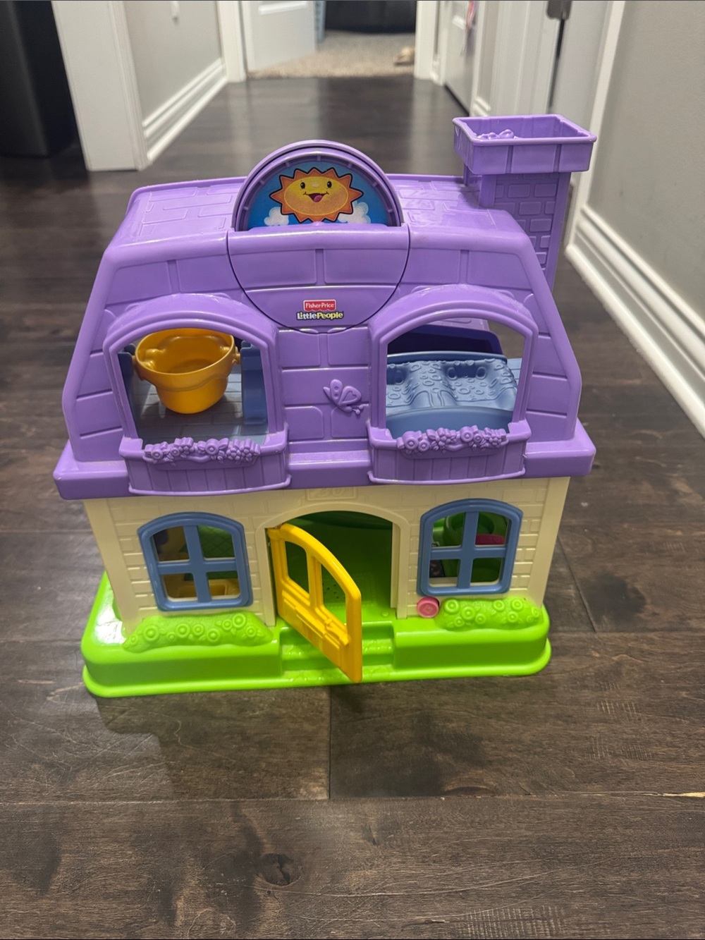 Fisher-Price Purple & Yellow Little People House with Green Base